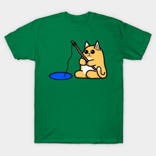 Gone Fishin’ Cat (Large Print) T-Shirt